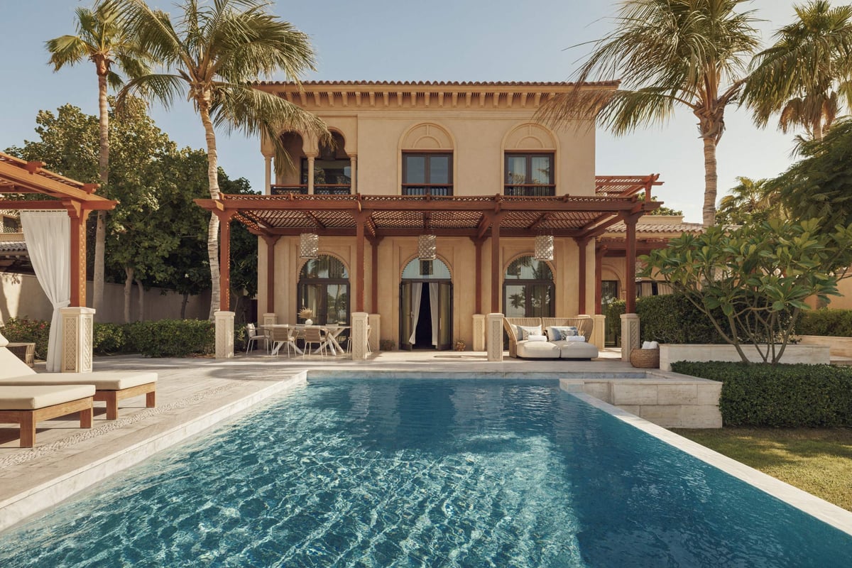 Two-Bedroom Villa, terracotta villa with a pergola, terrace and long private pool, at One&Only The Palm.